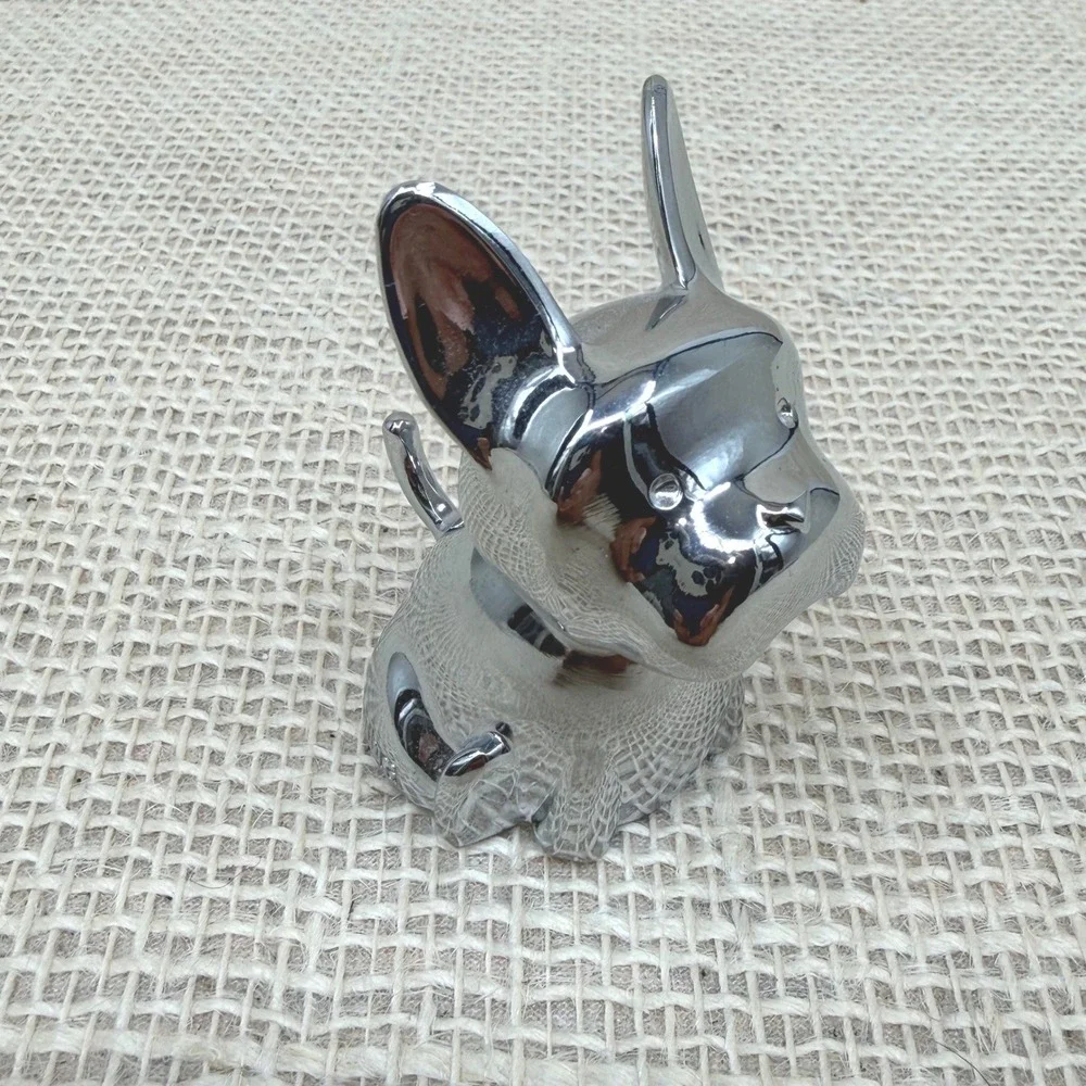 Umbra French Bulldog Ring Holder Chrome Silver Metal Dog Figurine Jewelry Stand